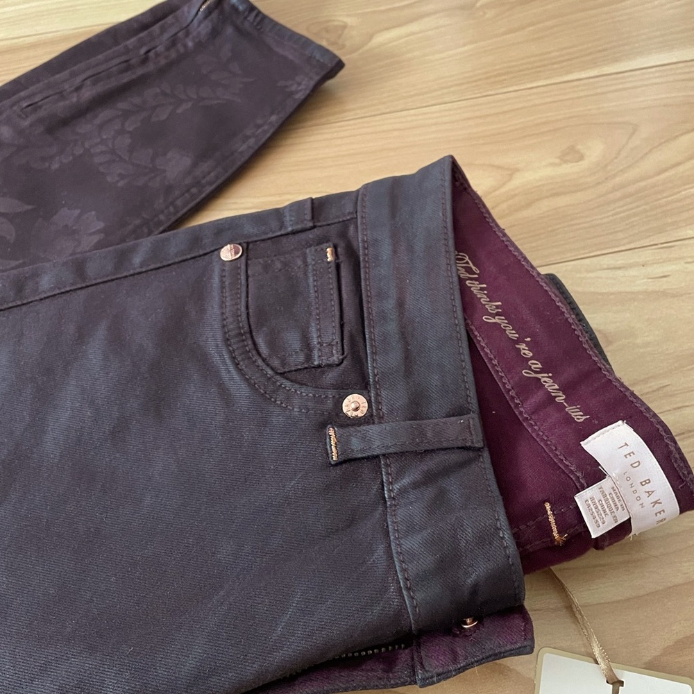 Kyoto Gardens Printed Jeans - Maroon - Brand New with Tags - Ted Baker London
